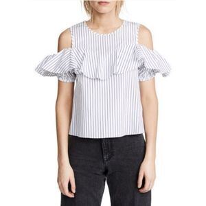 Club Monaco|Pallatona Striped Cold Shoulder Top, SMALL